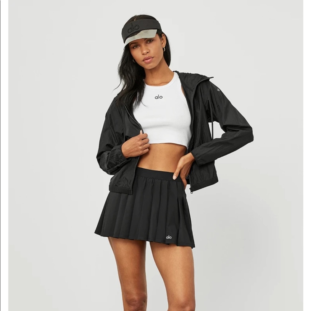 Aloyoga Black Varsity Tennis Skirt